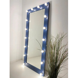 Гримерное зеркало с подсветкой в раме голубого цвета 175х80 см