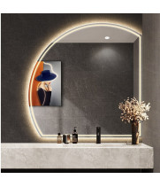 Полукруглое зеркало c подсветкой для ванной комнаты Бауру