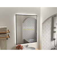 Зеркало с интерьерной подсветкой для ванной комнаты в черной рамке Прайм Блэк 60 см