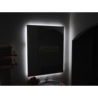 Зеркало с интерьерной подсветкой для ванной комнаты в черной рамке Прайм Блэк 90х90 см